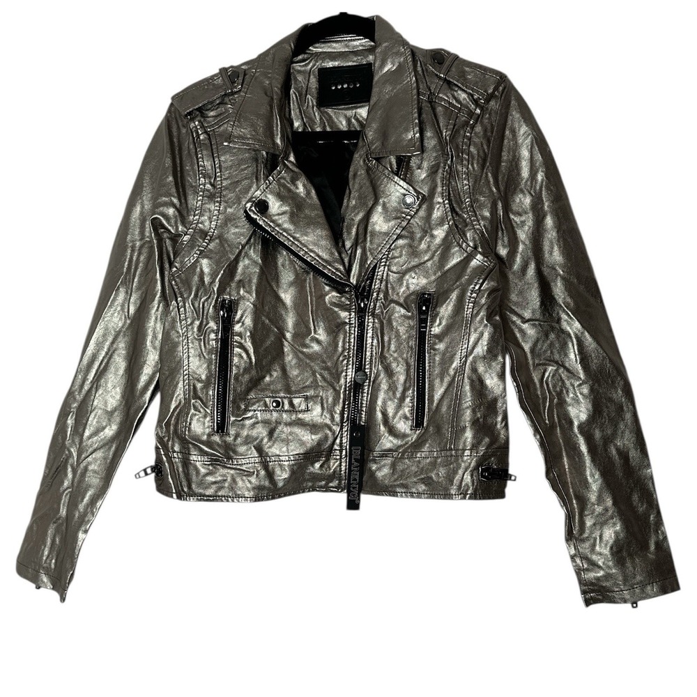 New Blank NYC Jacket Women's Large Faux Leather Pockets Moto Crop Outdoor - Picture 2 of 12